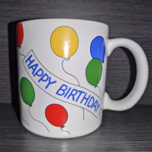 Birthday balloons mug